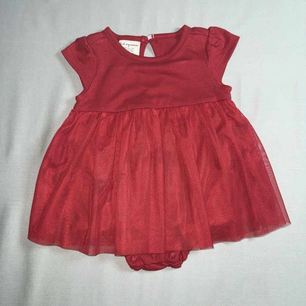 Red First Impressions Babygirl Bodysuit Dress Size 0-3 Months